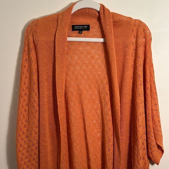 Women’s 2X sweater Jones New York Flowy delicate knit cardigan burnt orange - Picture 12 of 13